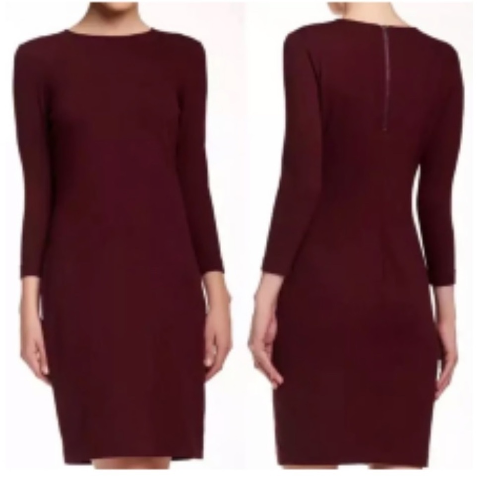 VINCE Women’s Crew Neck Dress Stretch Burgundy Size XS Career